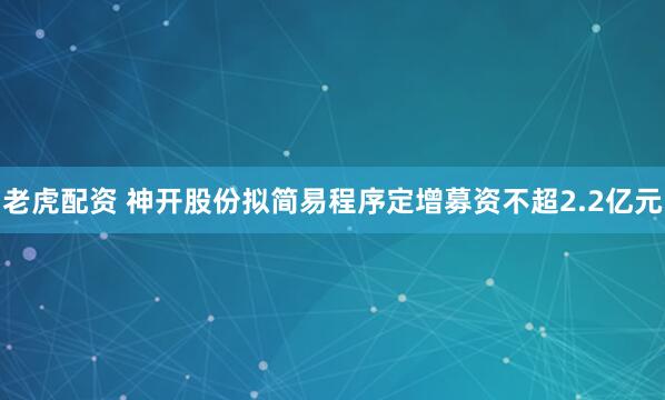 老虎配资 神开股份拟简易程序定增募资不超2.2亿元