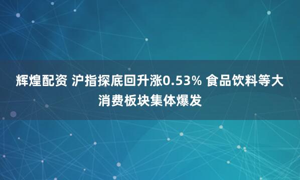辉煌配资 沪指探底回升涨0.53% 食品饮料等大消费板块集体爆发